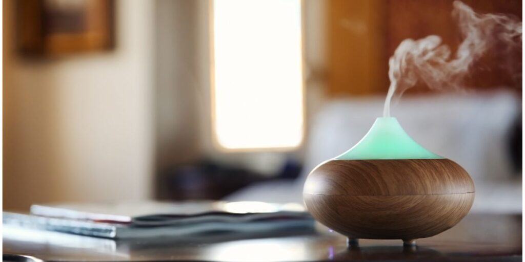 An essential oil diffuser on a table